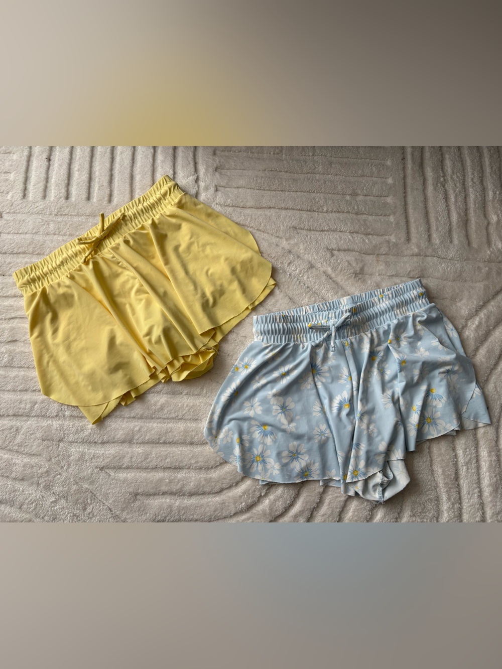 btween Yellow Ruffle Shorts & Blue Daisy Print Shorts
